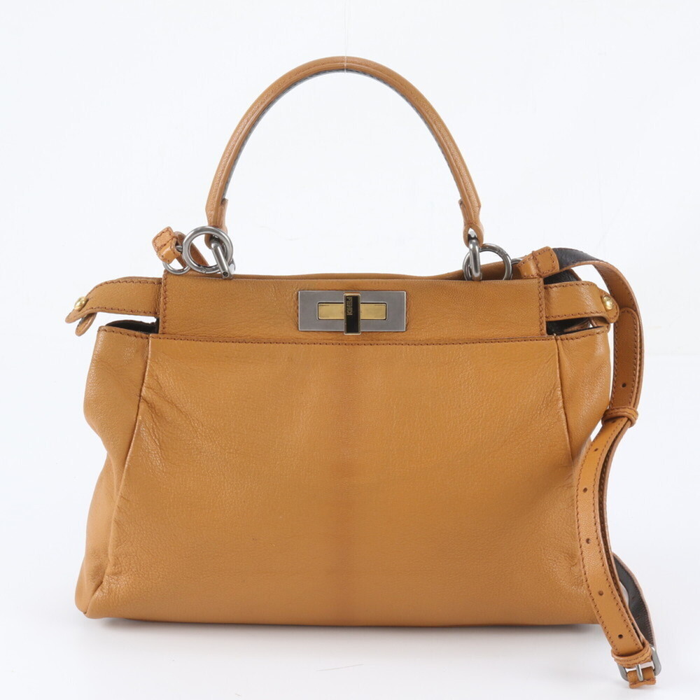 Fendi Peekaboo 8BN226 Leather 2-Way Shoulder Bag, Crossbody Handbag, Tote Bag...